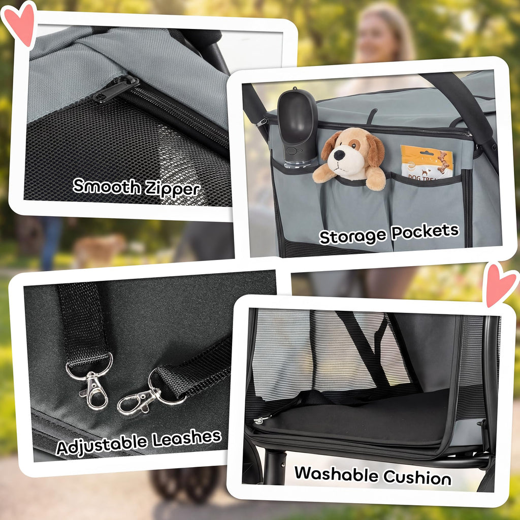 3 Wheel Pet Stroller up to 44 lbs Gray U904