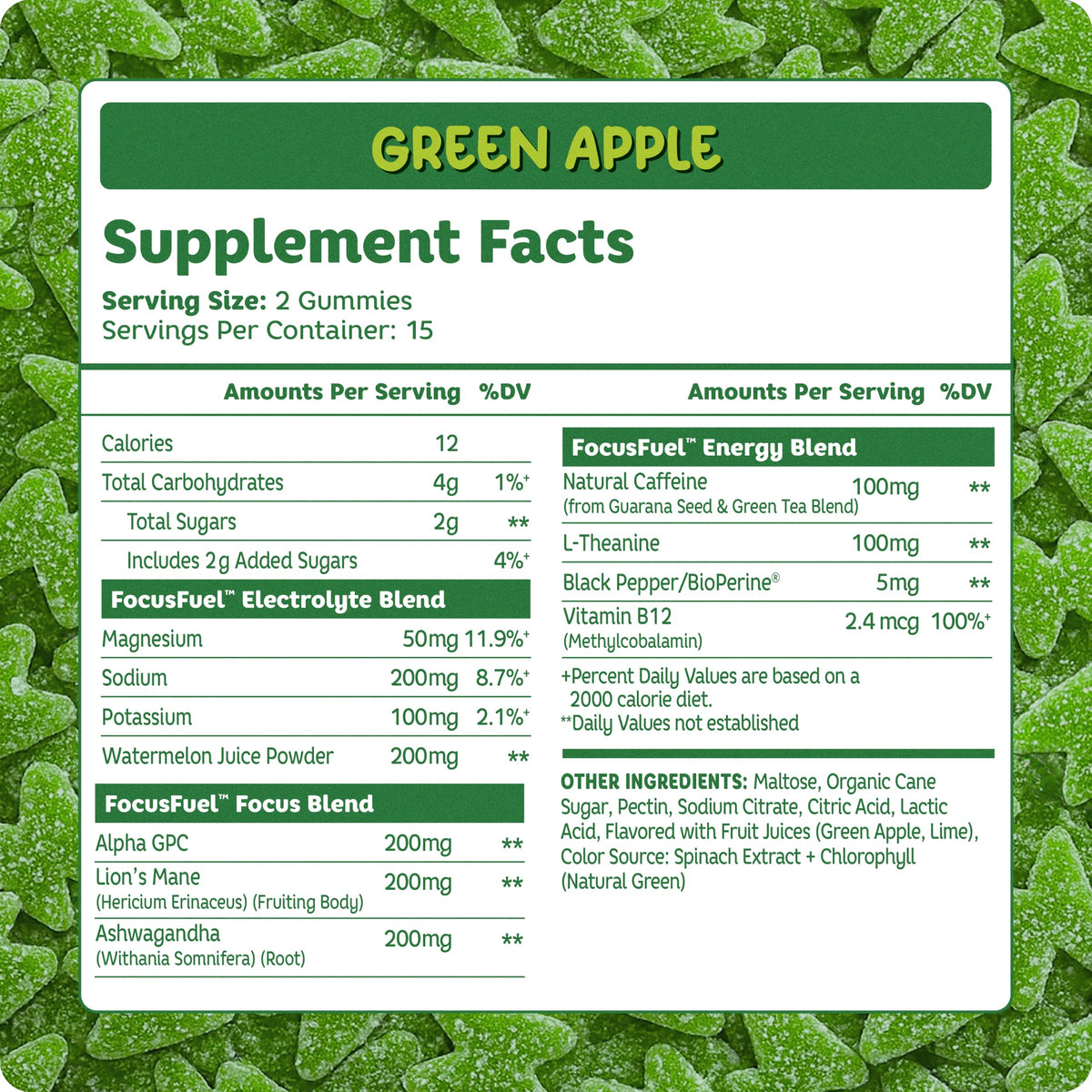 Green Apple Energy Chews 15 Servings T784