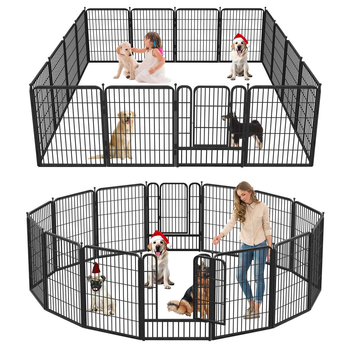 16 Panels Heavy Duty Foldable Metal Dog Playpen B1192